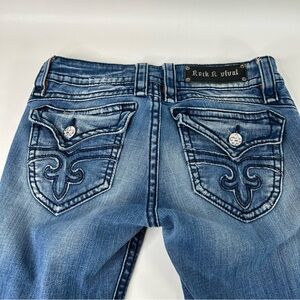 Rock Revival Womens Jeans Patti Boot Distressed 29x30 NO Zipper PULL / READ